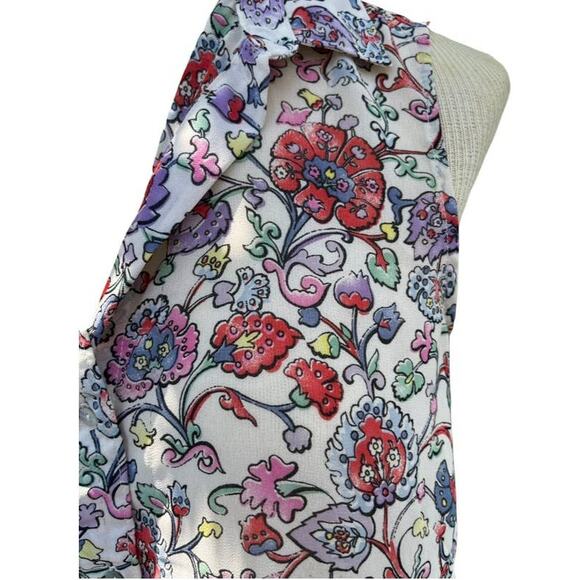 H&M Floral Sleeveless Button Blouse Hi Low Cut Size 4 - Picture 4 of 8